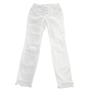 Madewell Jeans Womens 26 White 10" High-Rise‎ Skinny Button Fly Raw Hem Step Hem